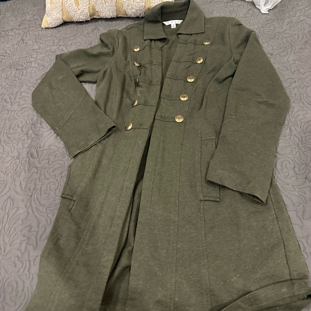 Olive green long coat/cardigan Cabi